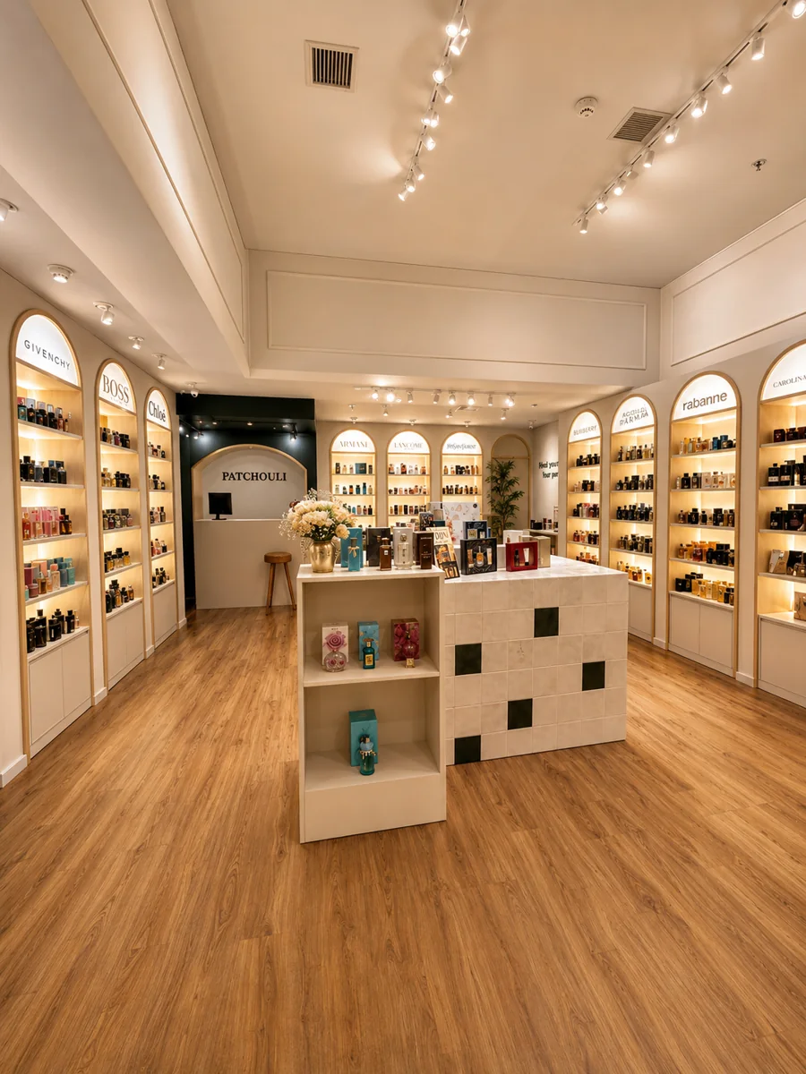 Interior da loja Patchouli Perfumaria